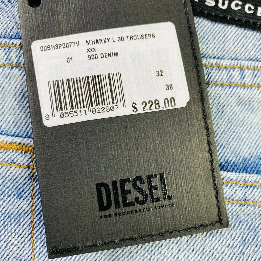 Diesel MHARKY Slim Skinny 0077V Mens Bleach Wash Jeans 32X30 NWT - Picture 2 of 5